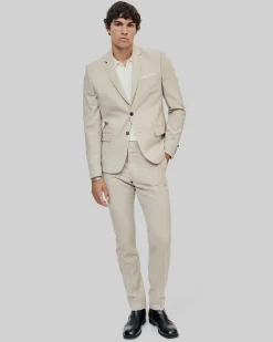 Veste de costume en laine coupe ajustée beige