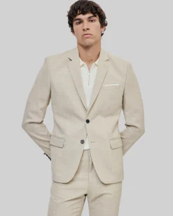 Veste de costume en laine coupe ajustée beige