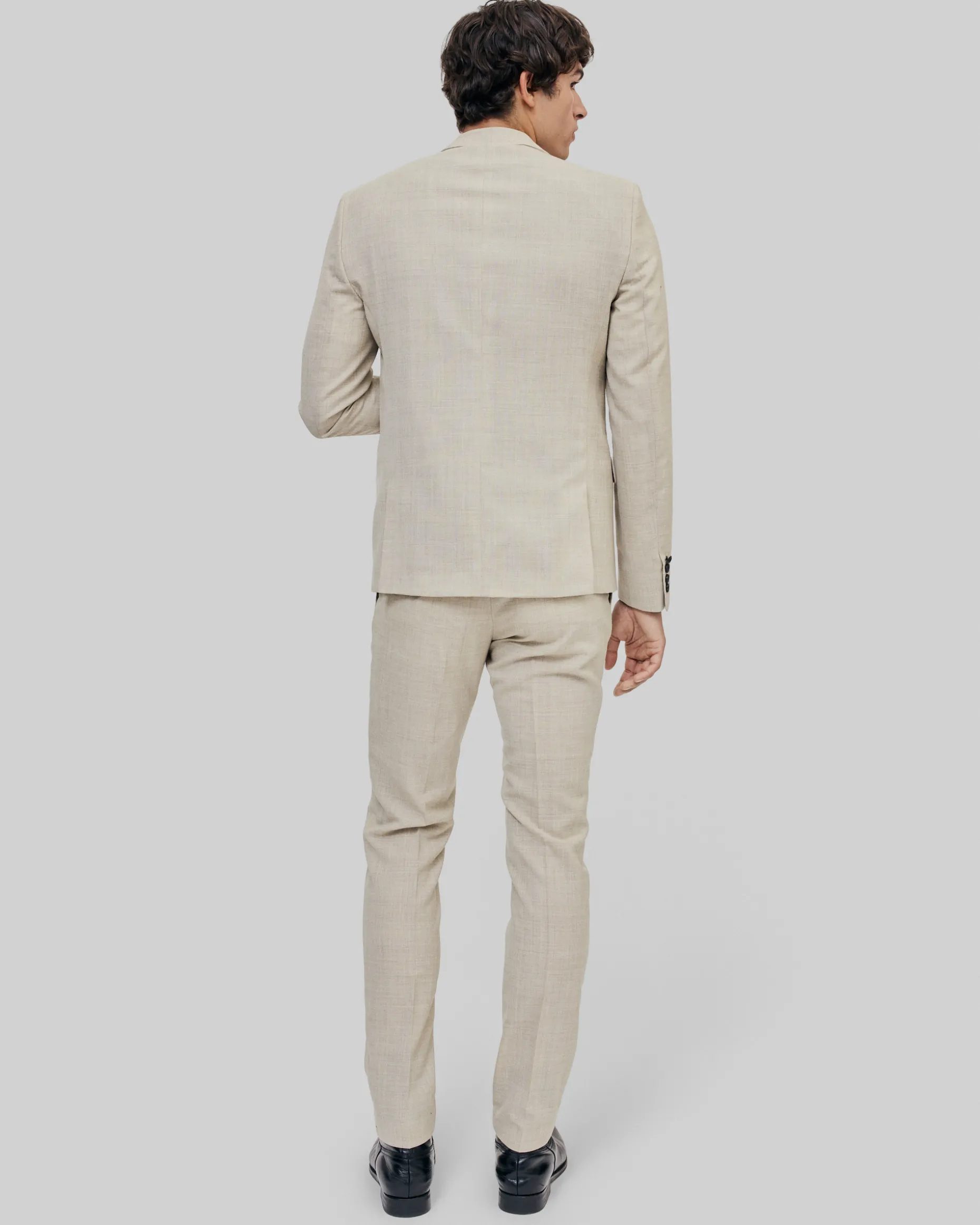 Veste de costume en laine coupe ajustée beige