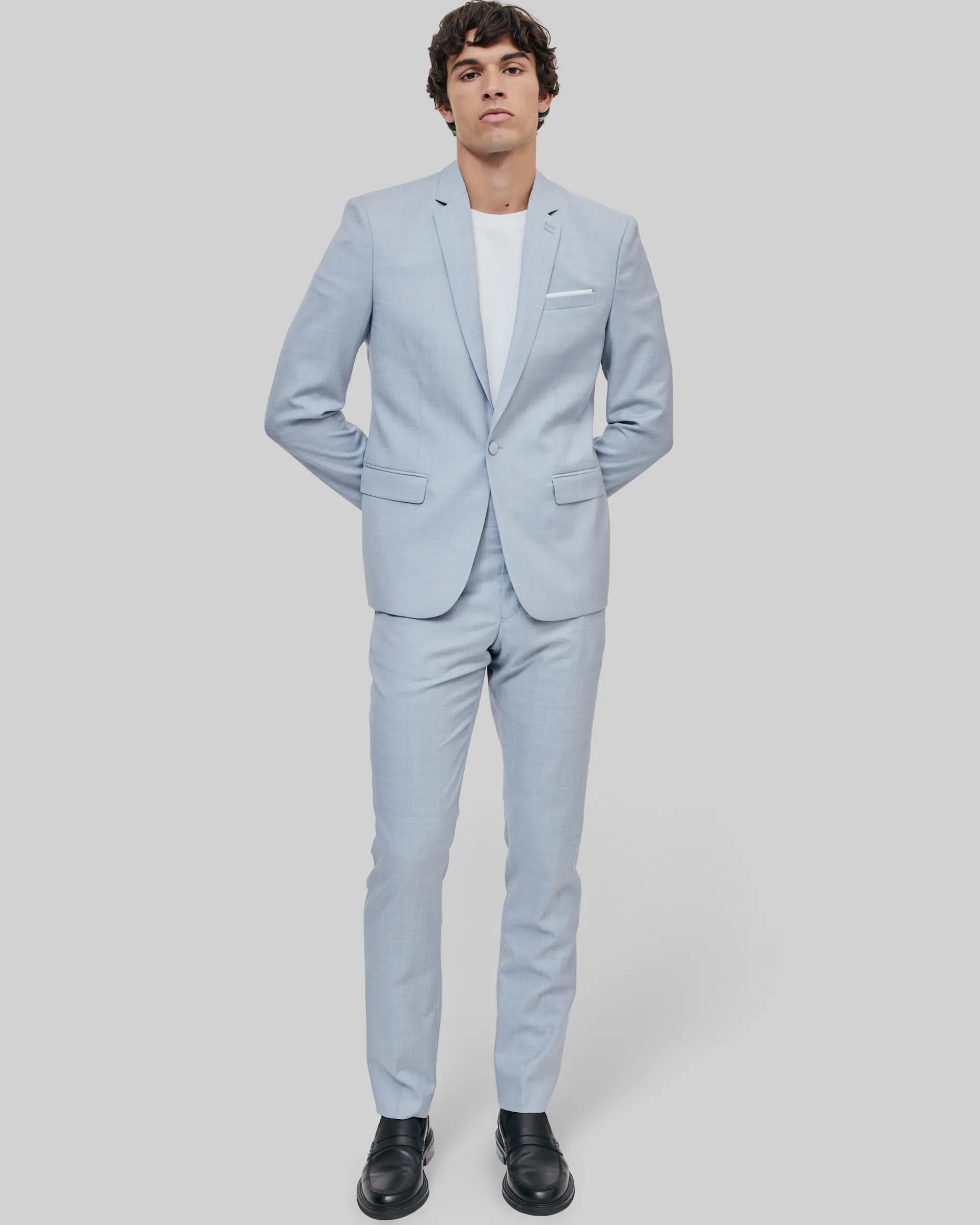 Veste de costume en laine coupe ajustée bleu