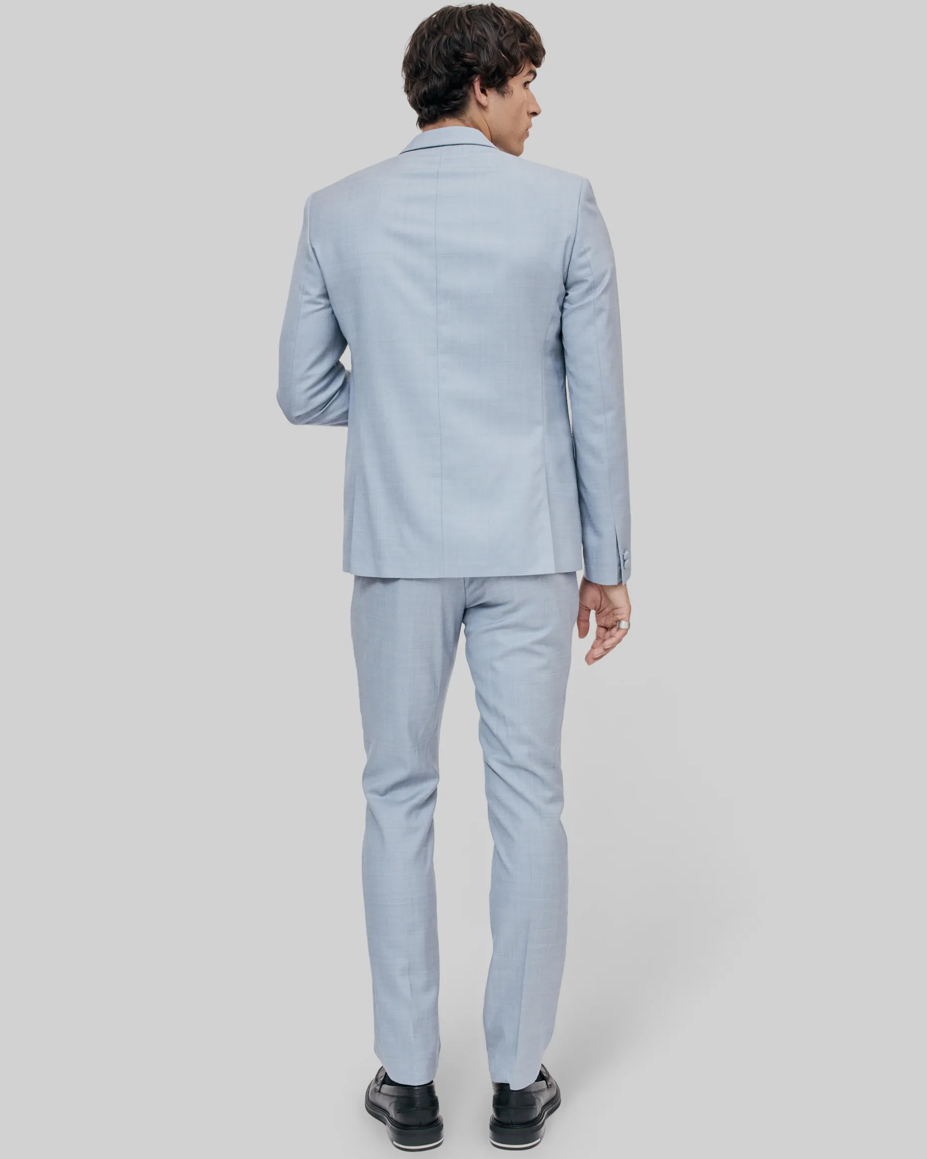 Veste de costume en laine coupe ajustée bleu