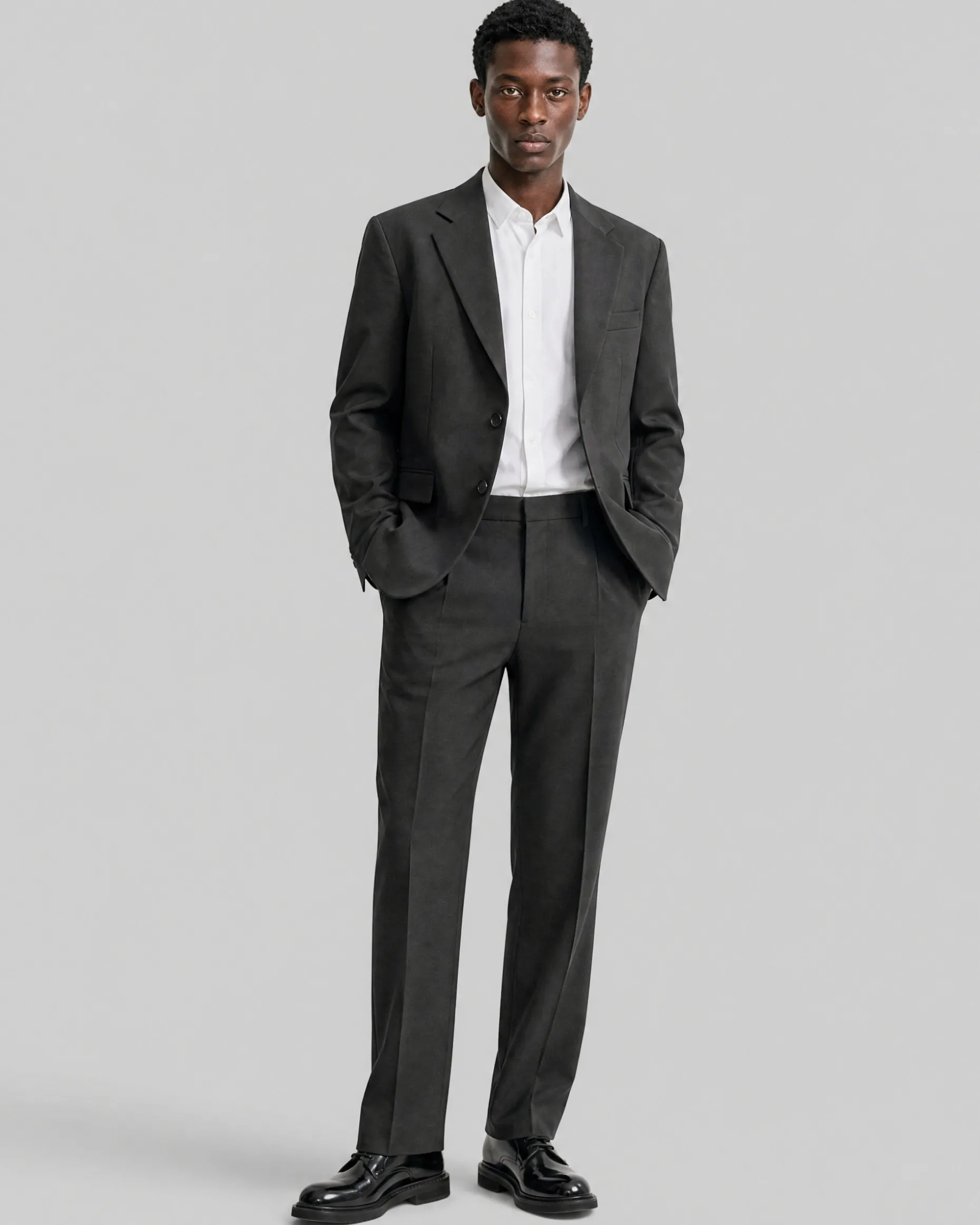 Veste de costume en laine gris anthracite
