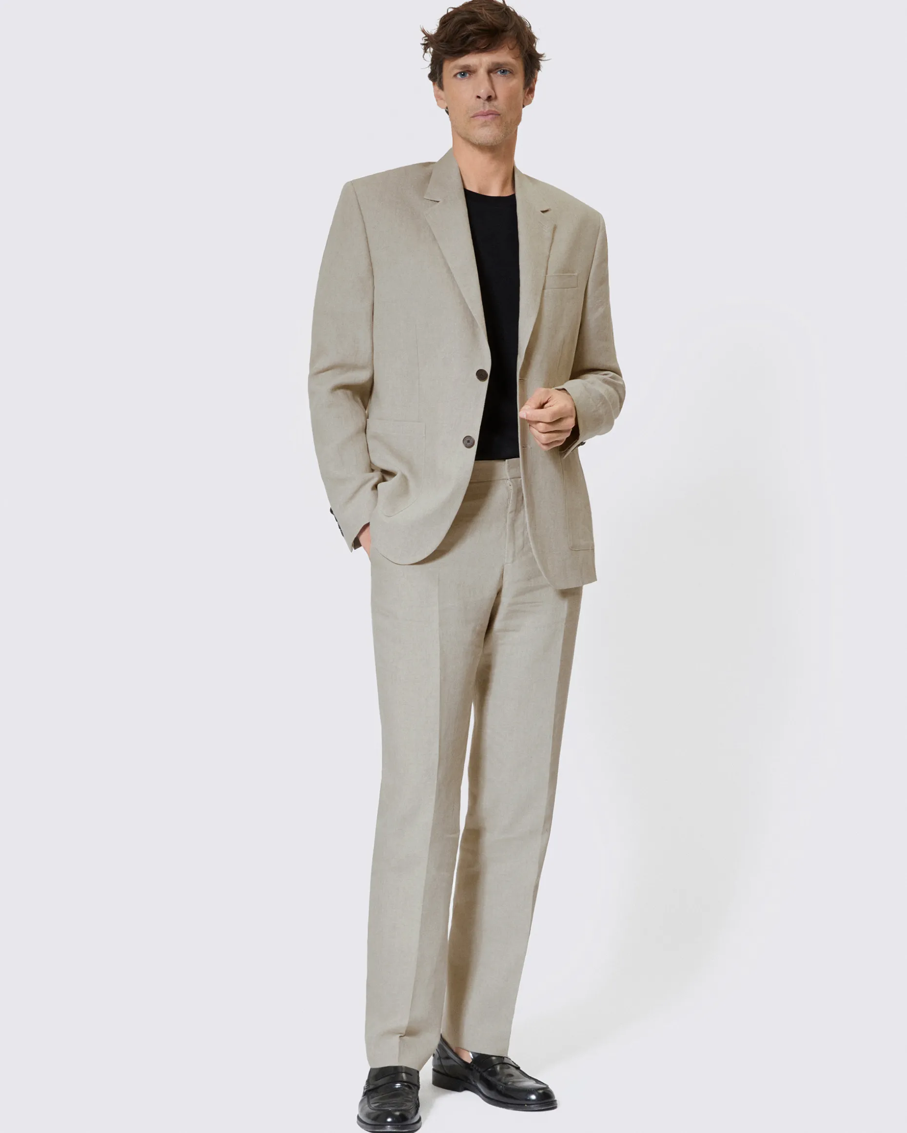 Veste de costume en lin beige