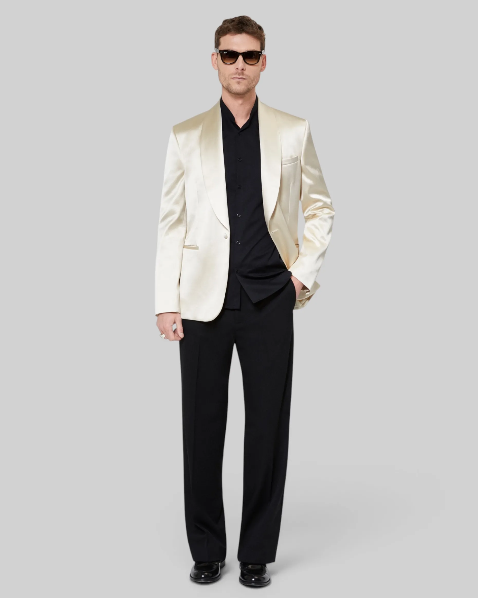 Veste de smoking en satin écru