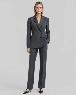 Veste de tailleur ajustée en laine mélangée grise