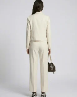 Veste de tailleur courte en lin et coton beige