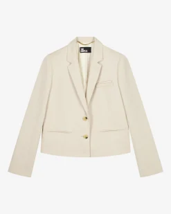 Veste de tailleur courte en lin et coton beige