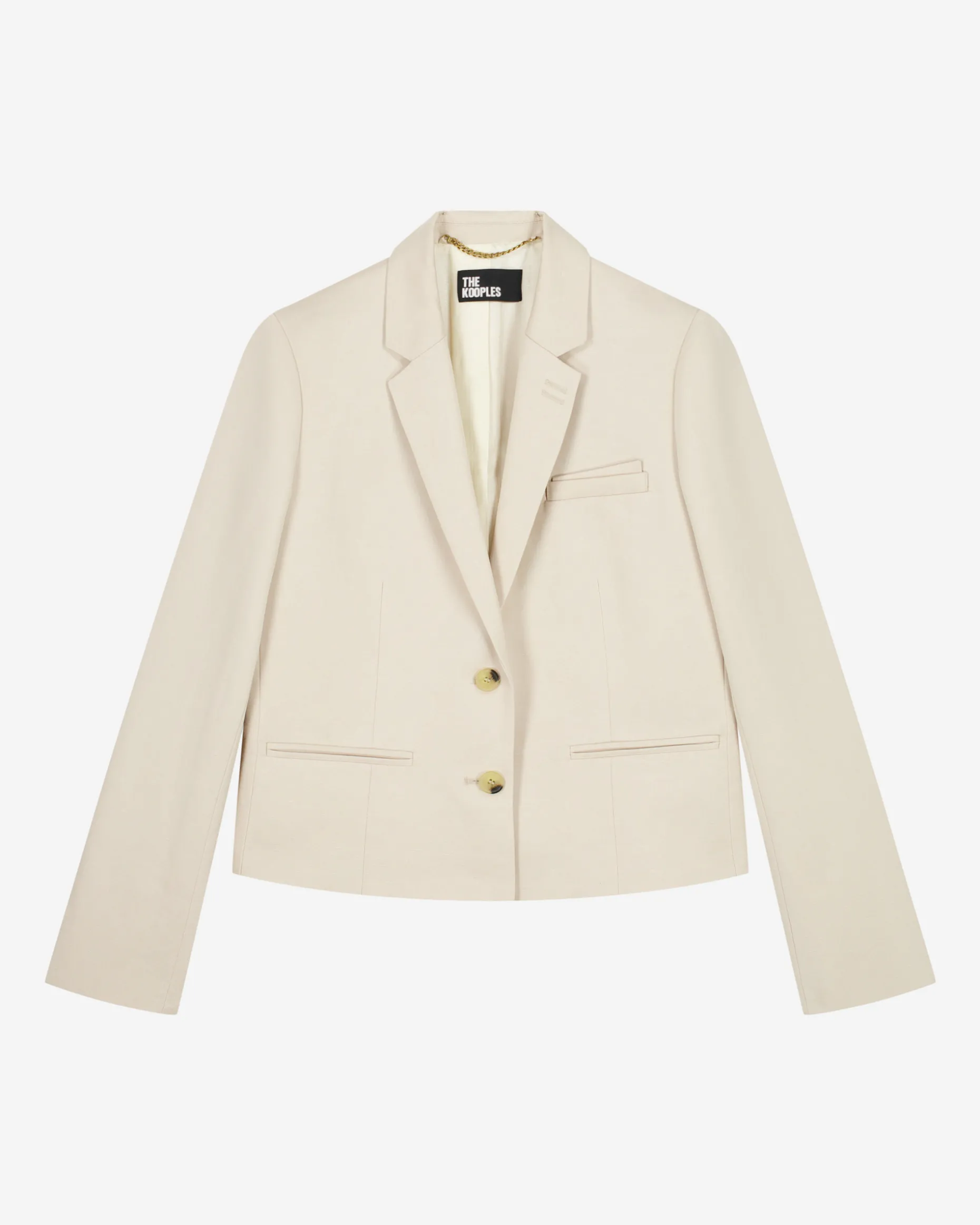 Veste de tailleur courte en lin et coton beige