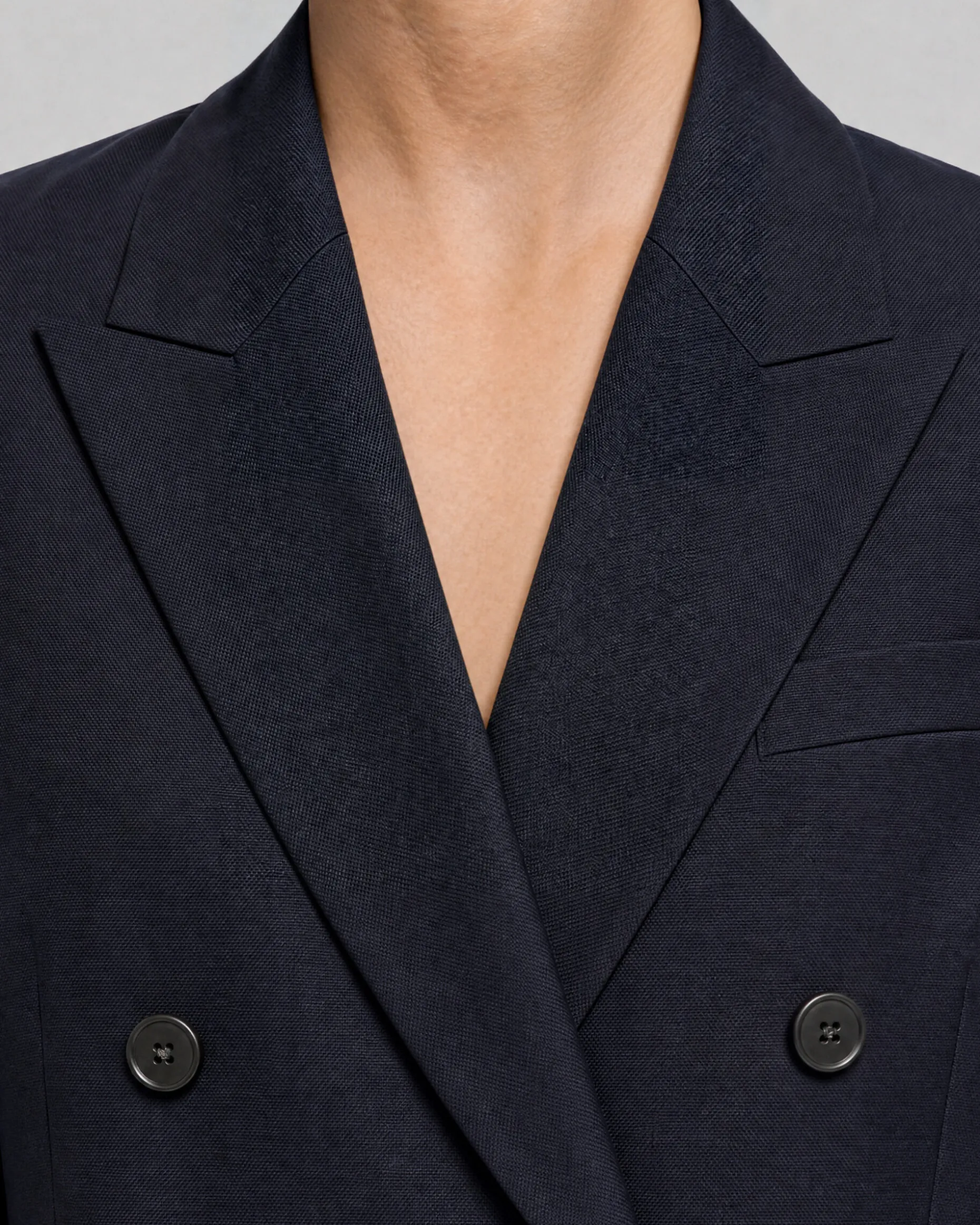 Veste de tailleur droite en laine marine
