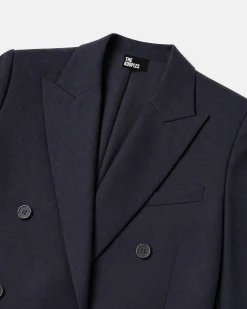 Veste de tailleur droite en laine marine
