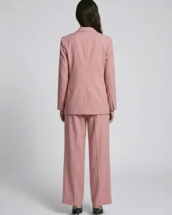 Veste de tailleur droite en lin et coton rose pastel