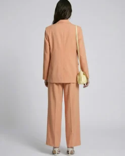 Veste de tailleur droite en lin et coton orange clair