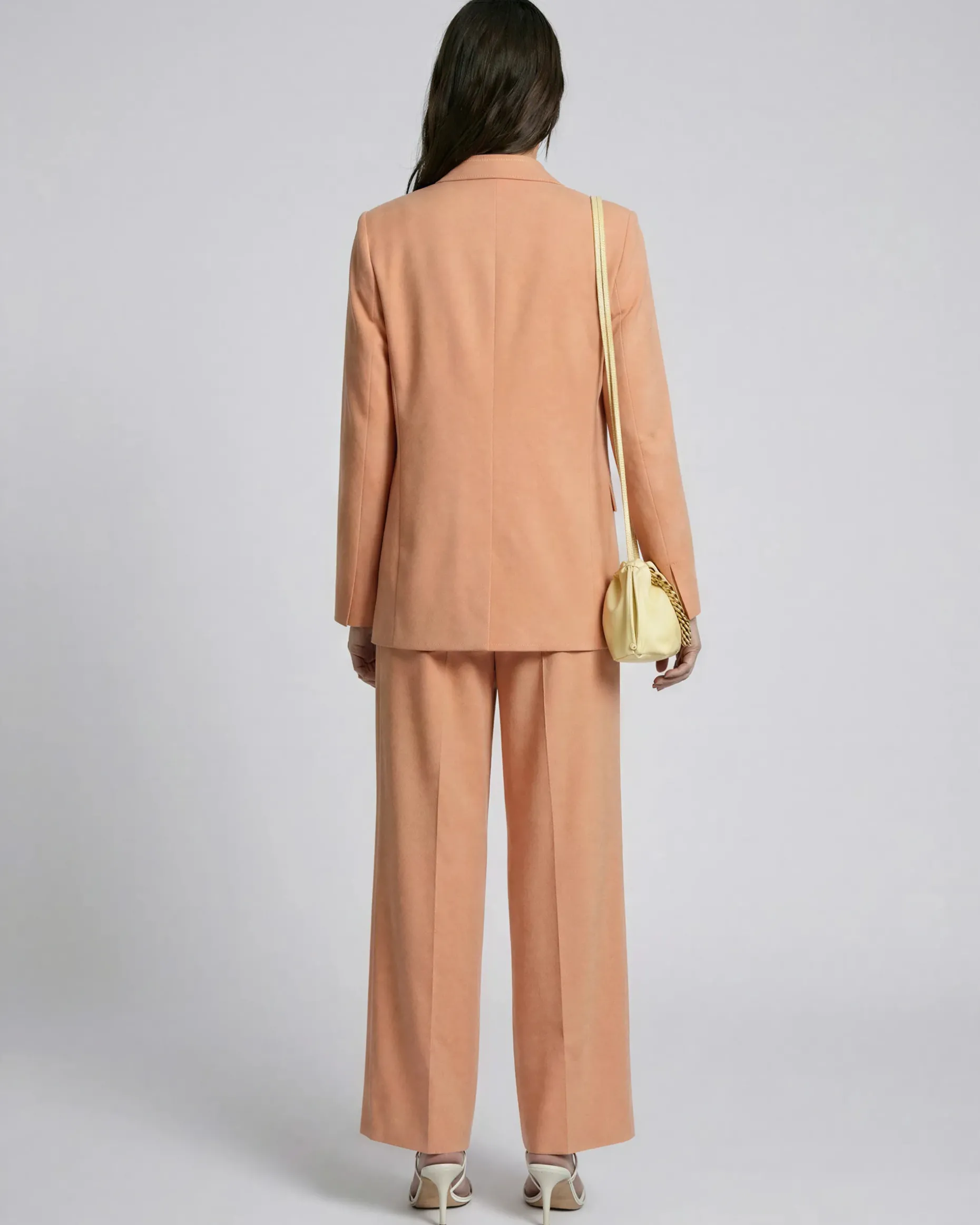 Veste de tailleur droite en lin et coton orange clair