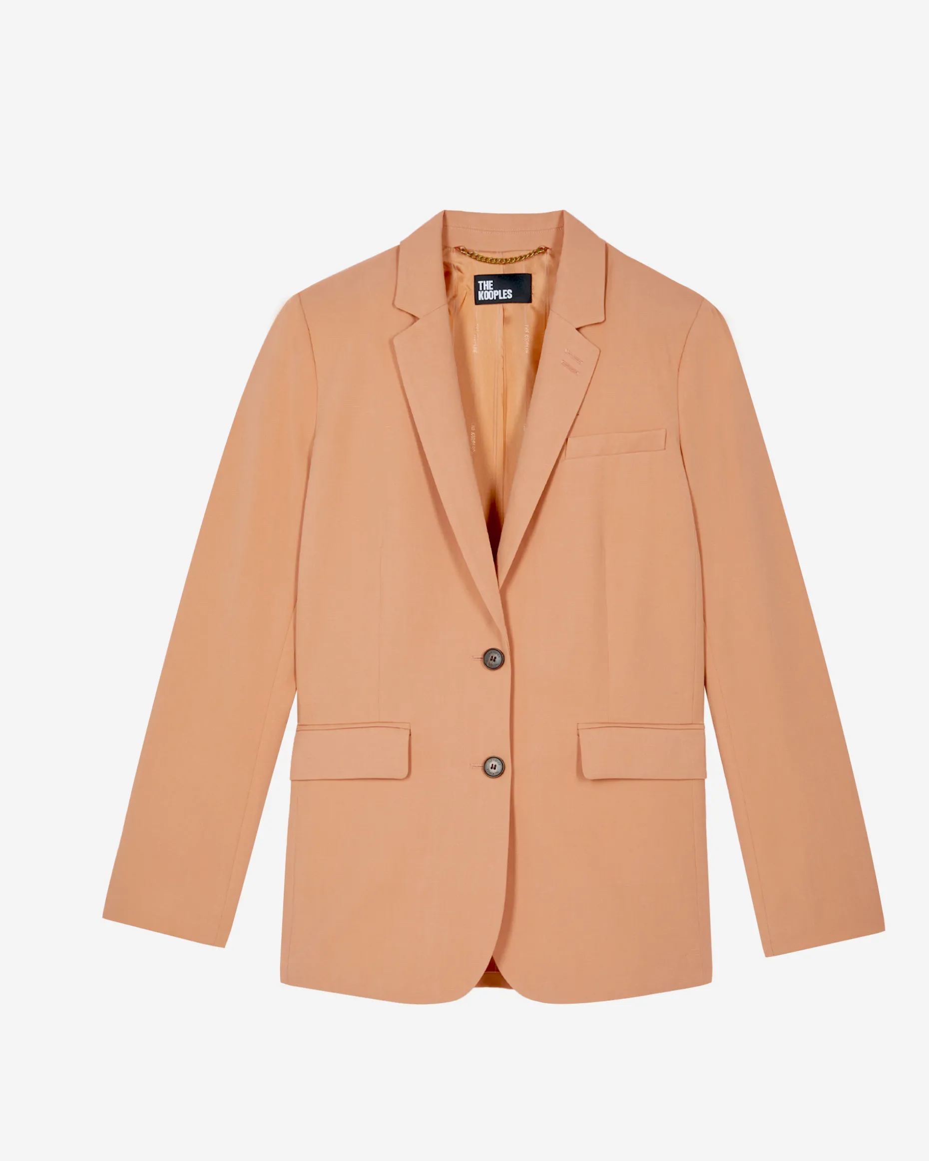 Veste de tailleur droite en lin et coton orange clair