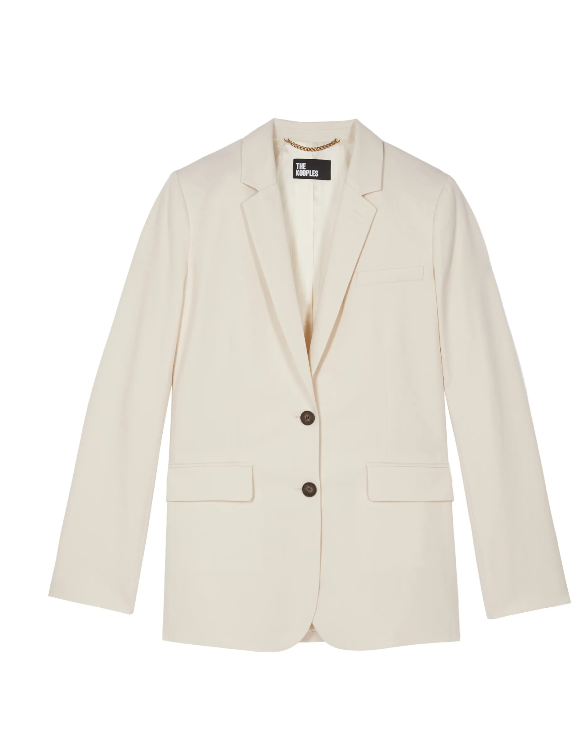 Veste de tailleur droite en lin et coton écrue