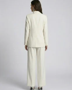 Veste de tailleur droite en lin et coton écrue