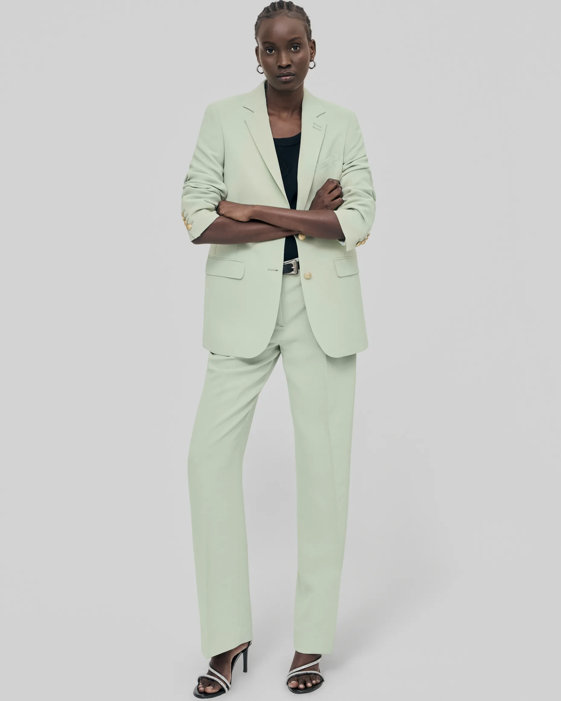 Veste de tailleur droite vert pastel