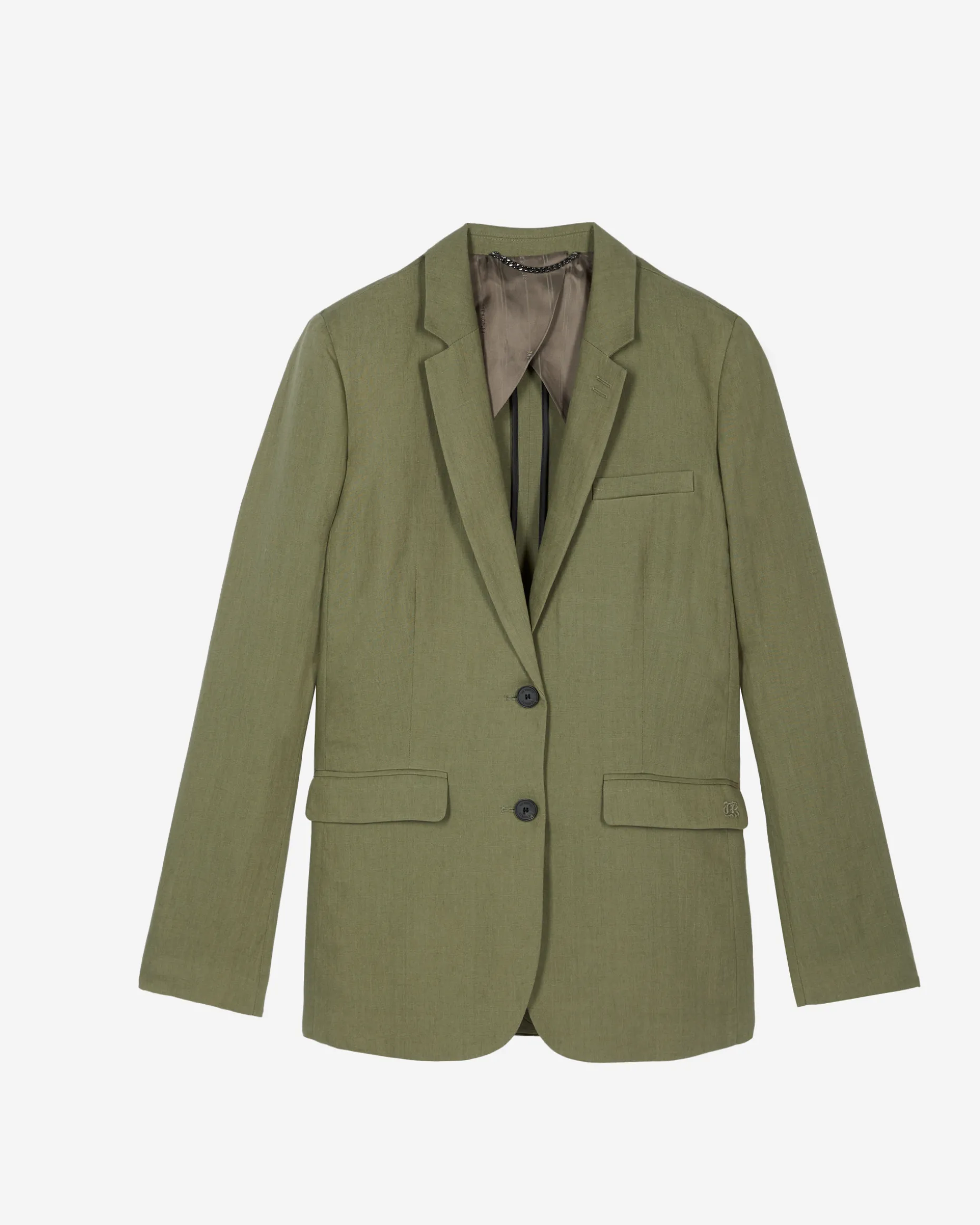 Veste de tailleur en lin kaki