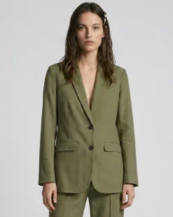 Veste de tailleur en lin kaki