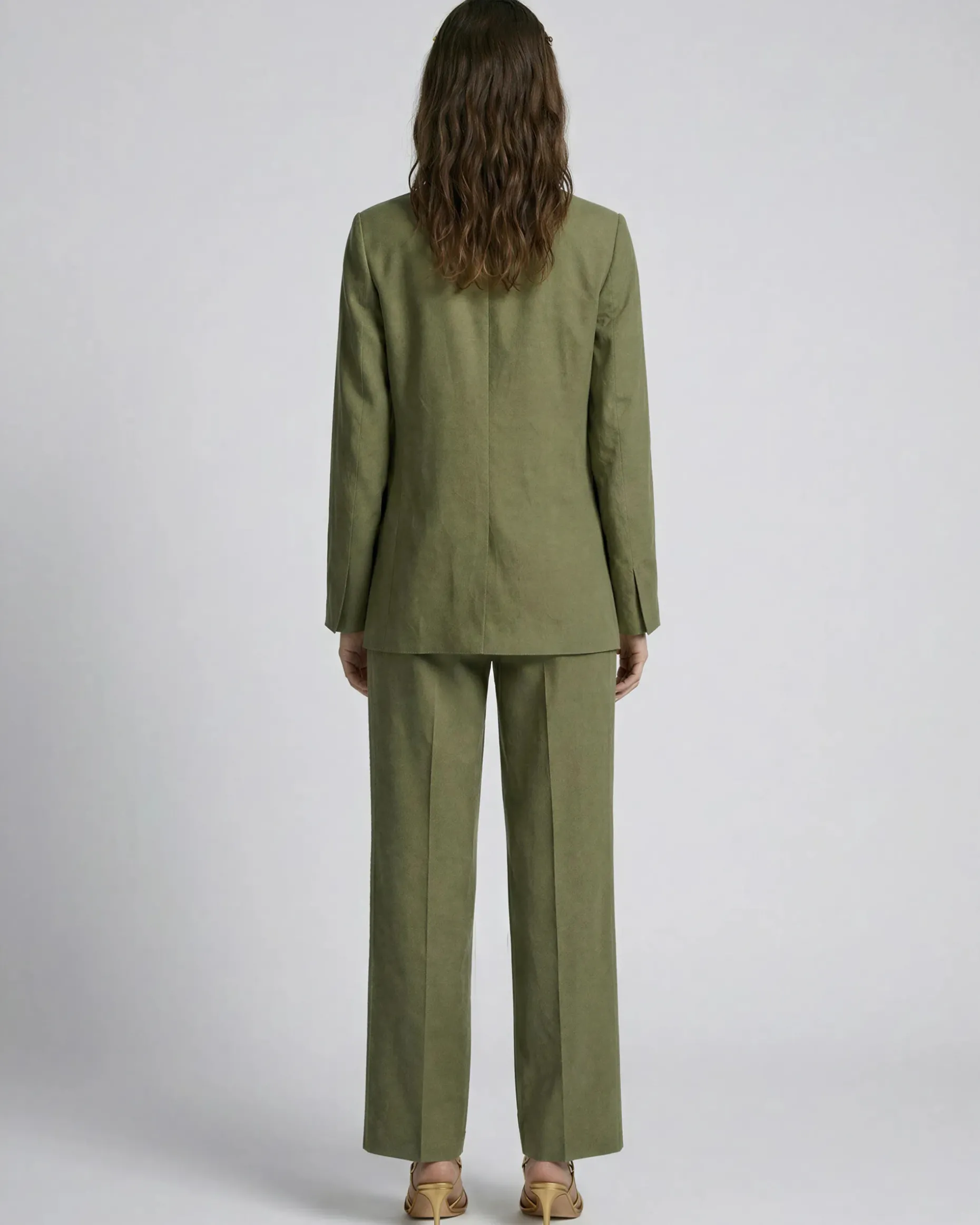 Veste de tailleur en lin kaki