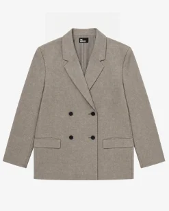 Veste de tailleur oversize en laine beige