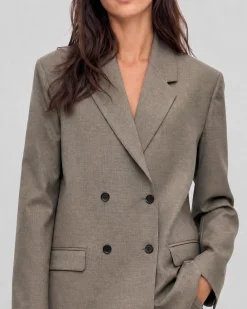 Veste de tailleur oversize en laine beige