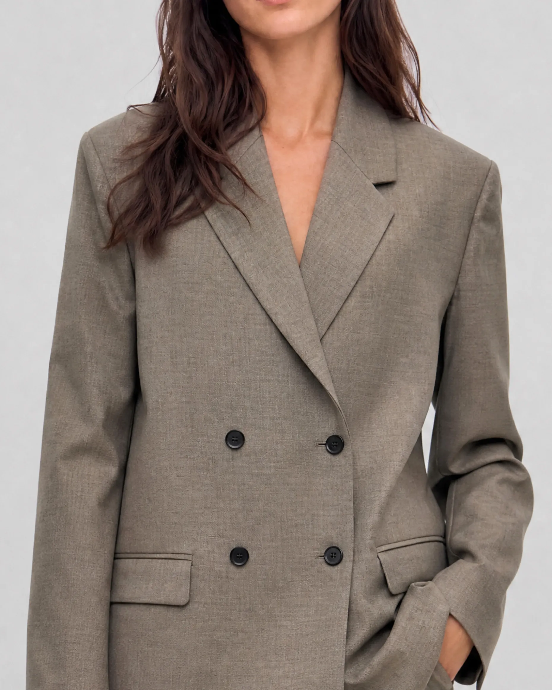 Veste de tailleur oversize en laine beige