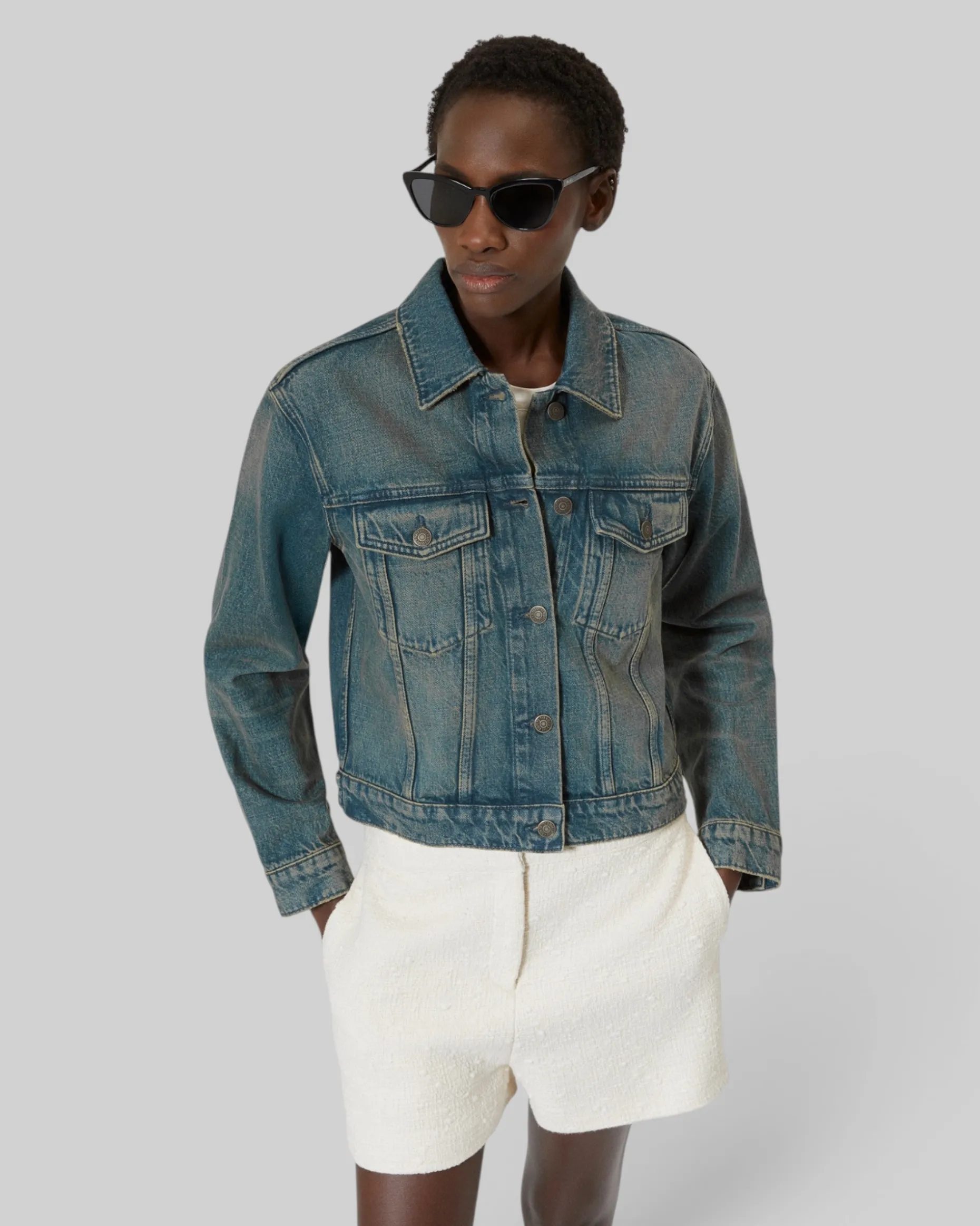 Veste en denim bleu