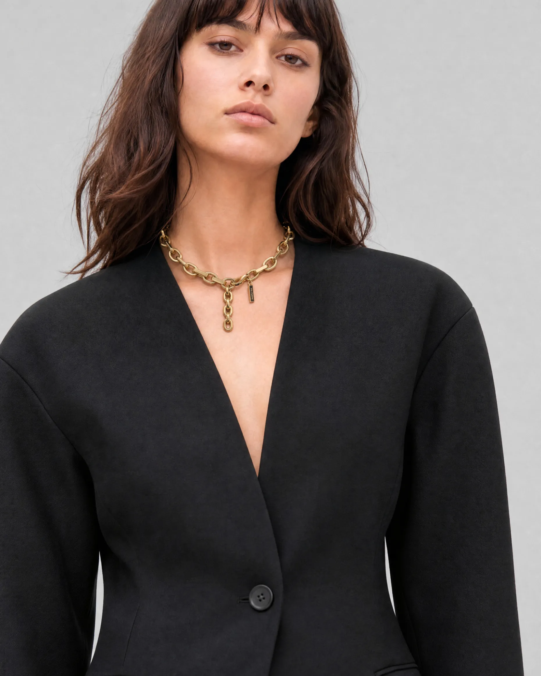 Veste en laine sans col noire