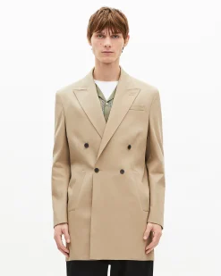 Veste longue croisée beige