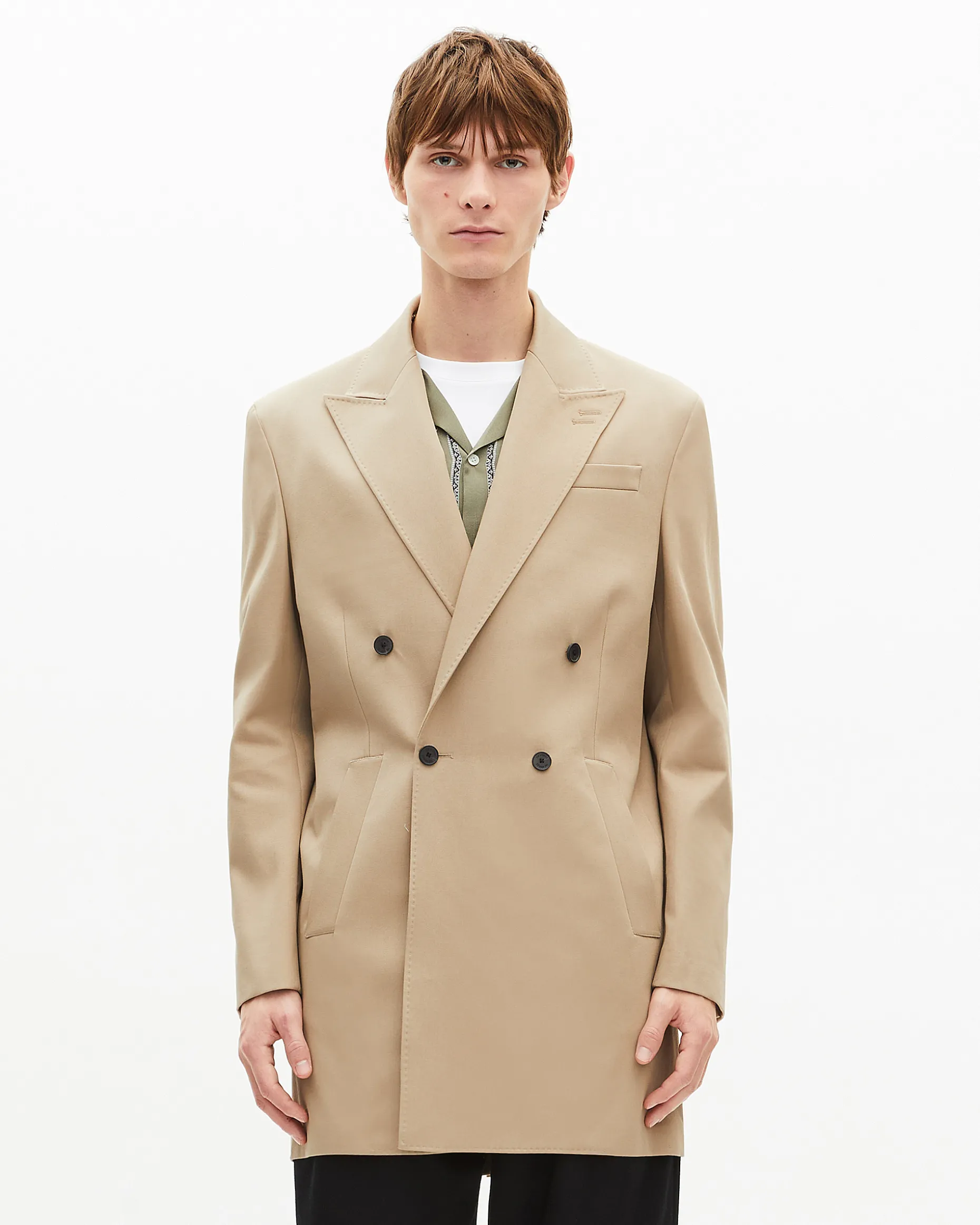 Veste longue croisée beige