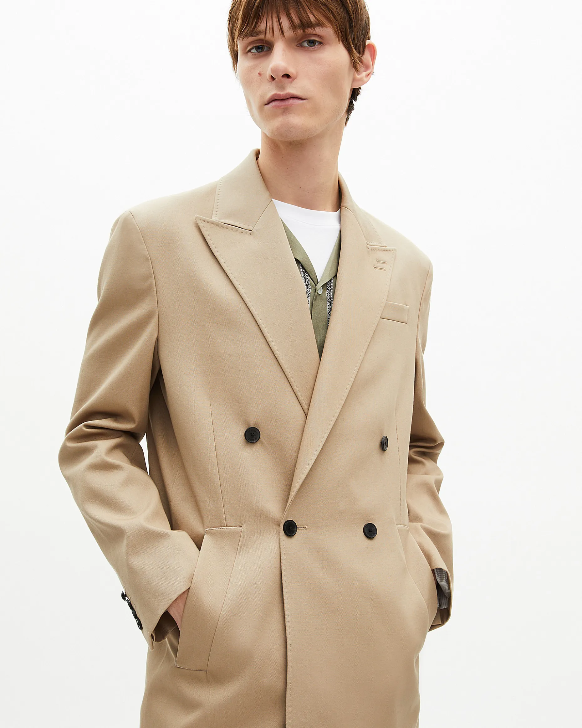 Veste longue croisée beige