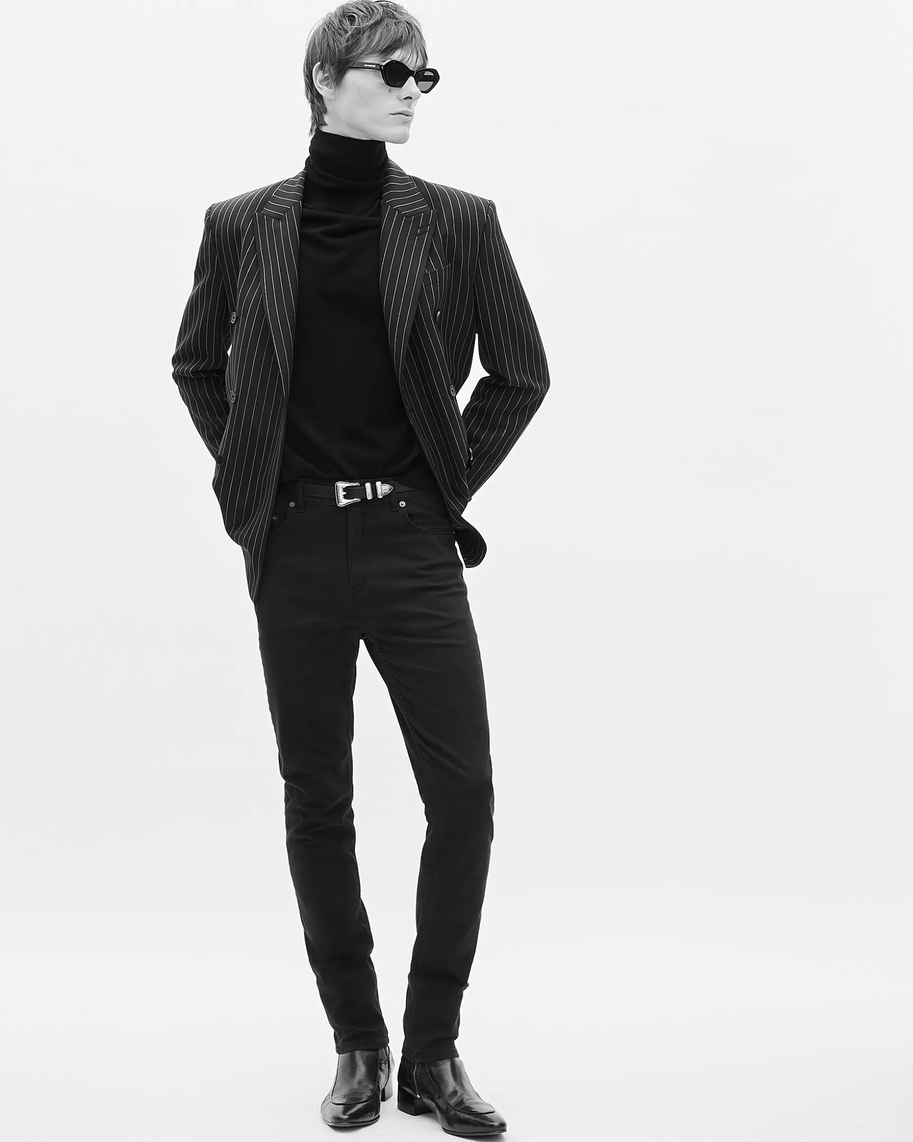 Veste à rayures croisée noire