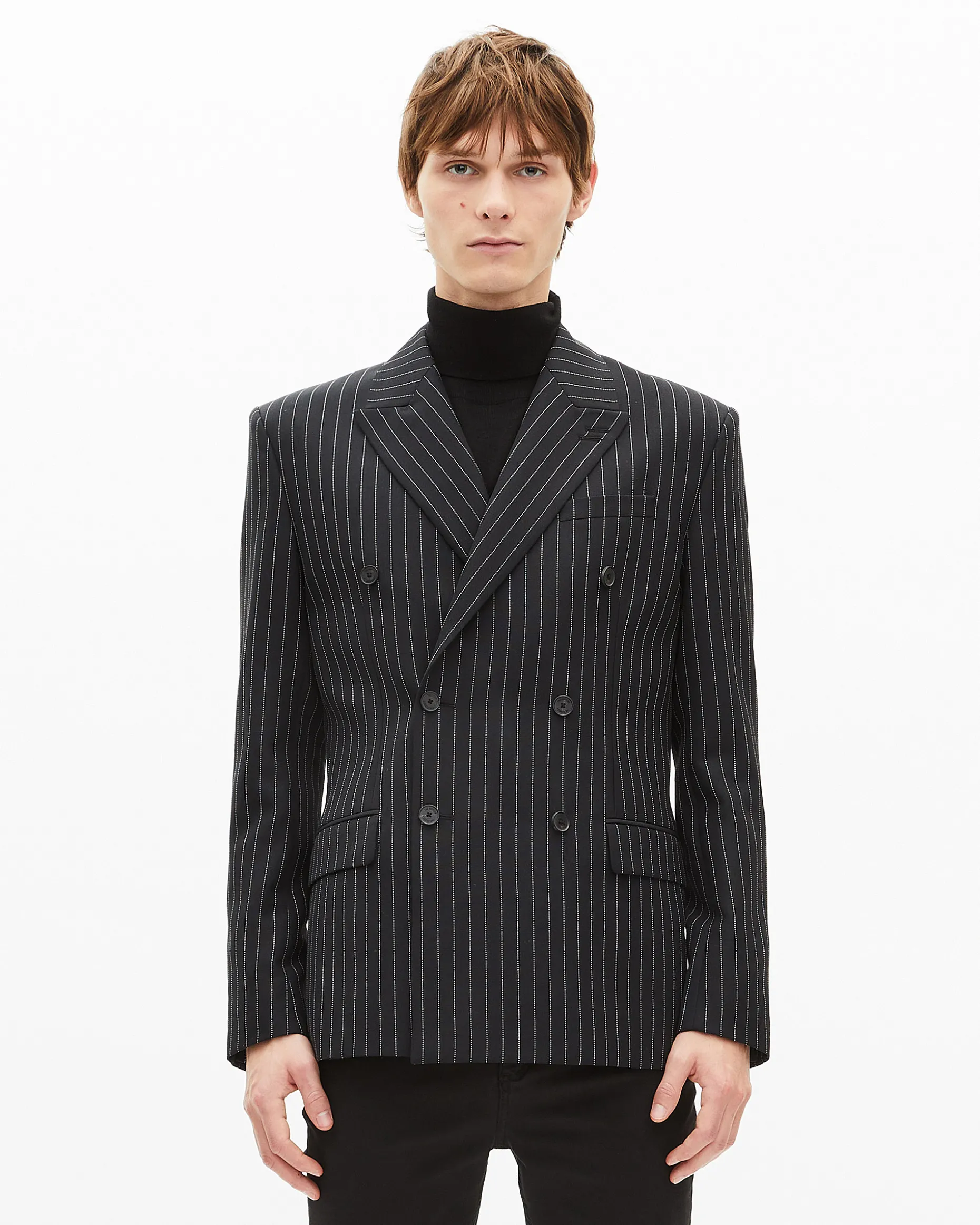Veste à rayures croisée noire