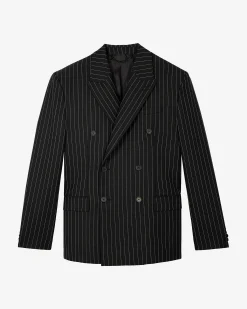 Veste à rayures croisée noire