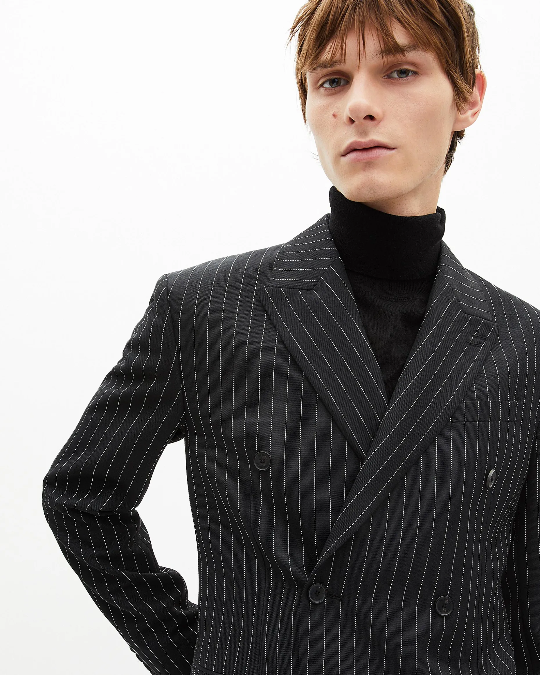 Veste à rayures croisée noire