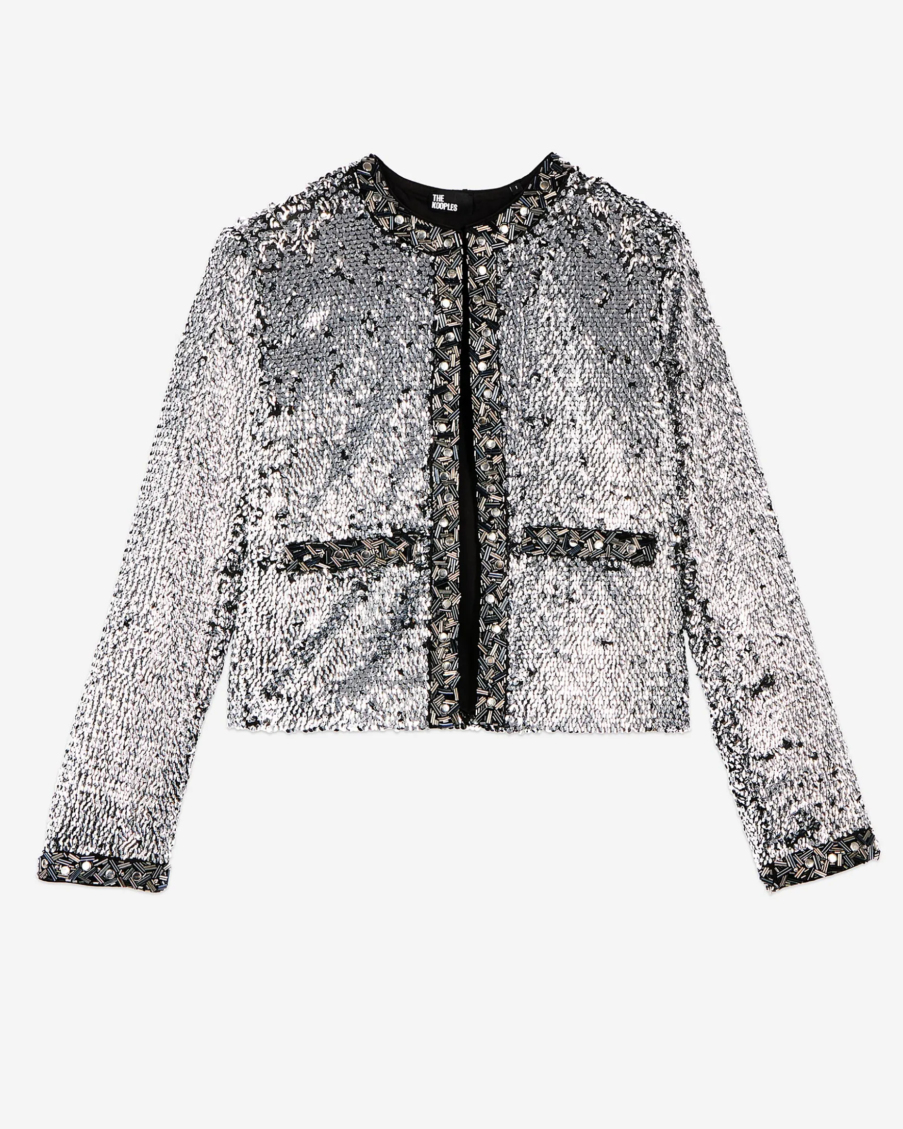Veste à sequins et perles argentée