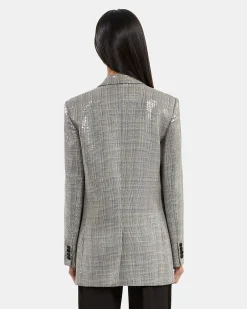 Veste à sequins Prince de Galles grise