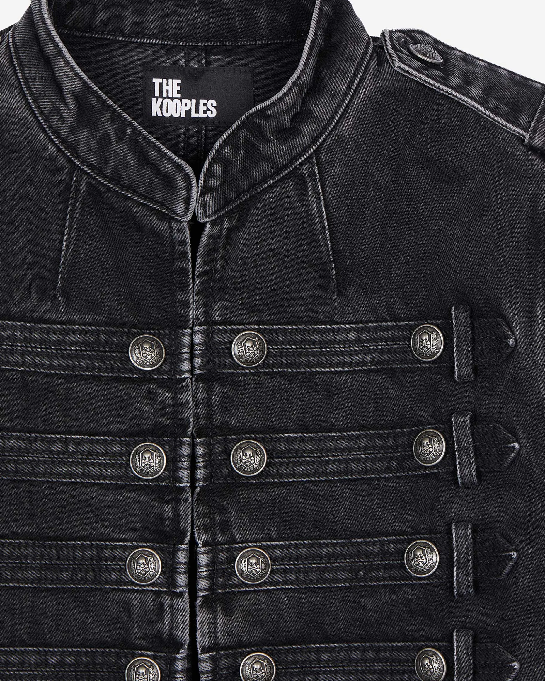 Veste style officier en denim grise