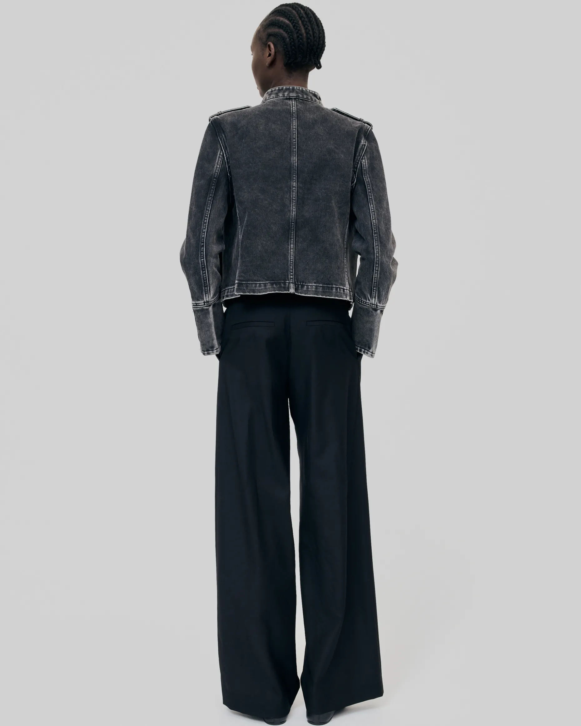 Veste style officier en denim grise