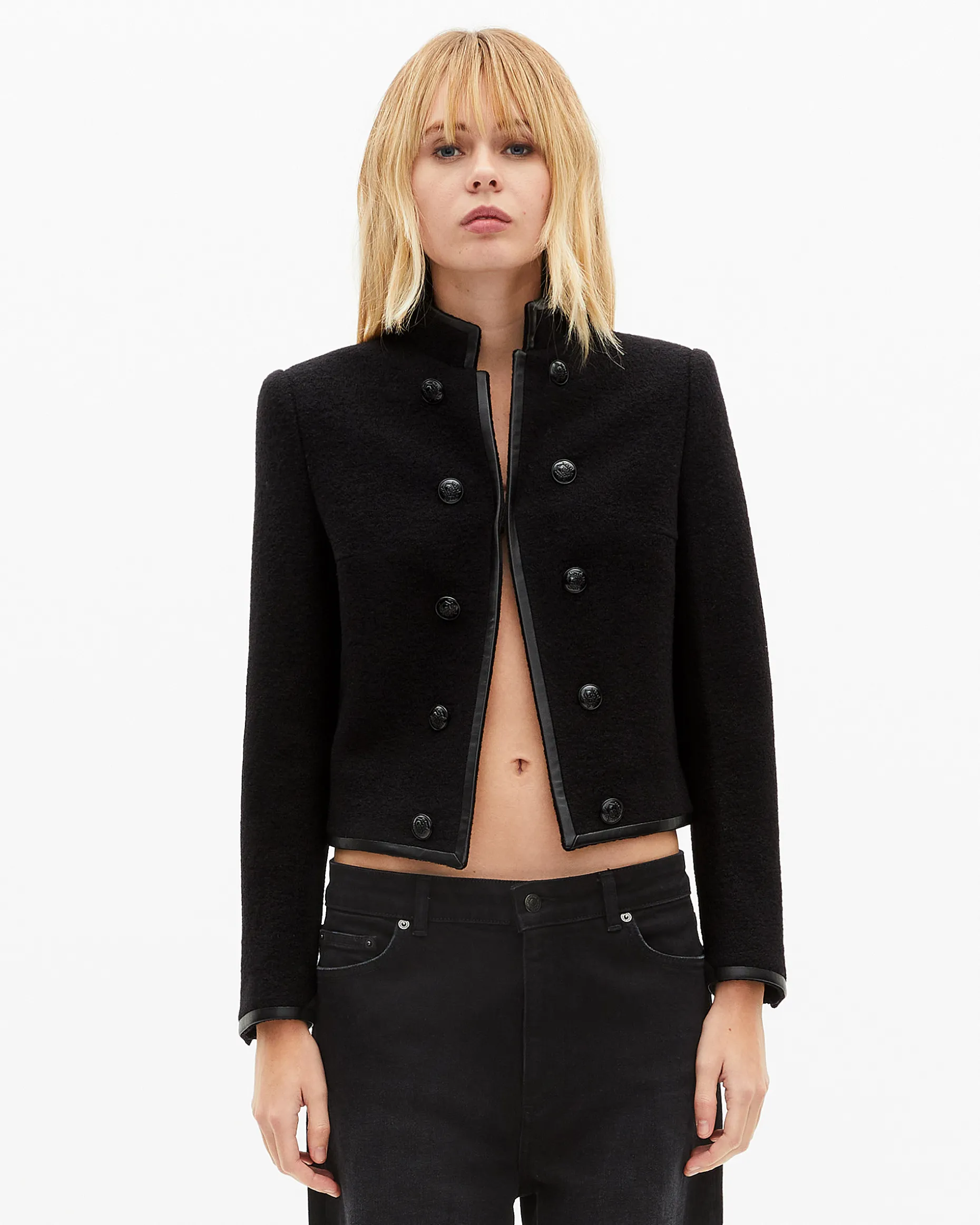 Veste style officier en laine noire