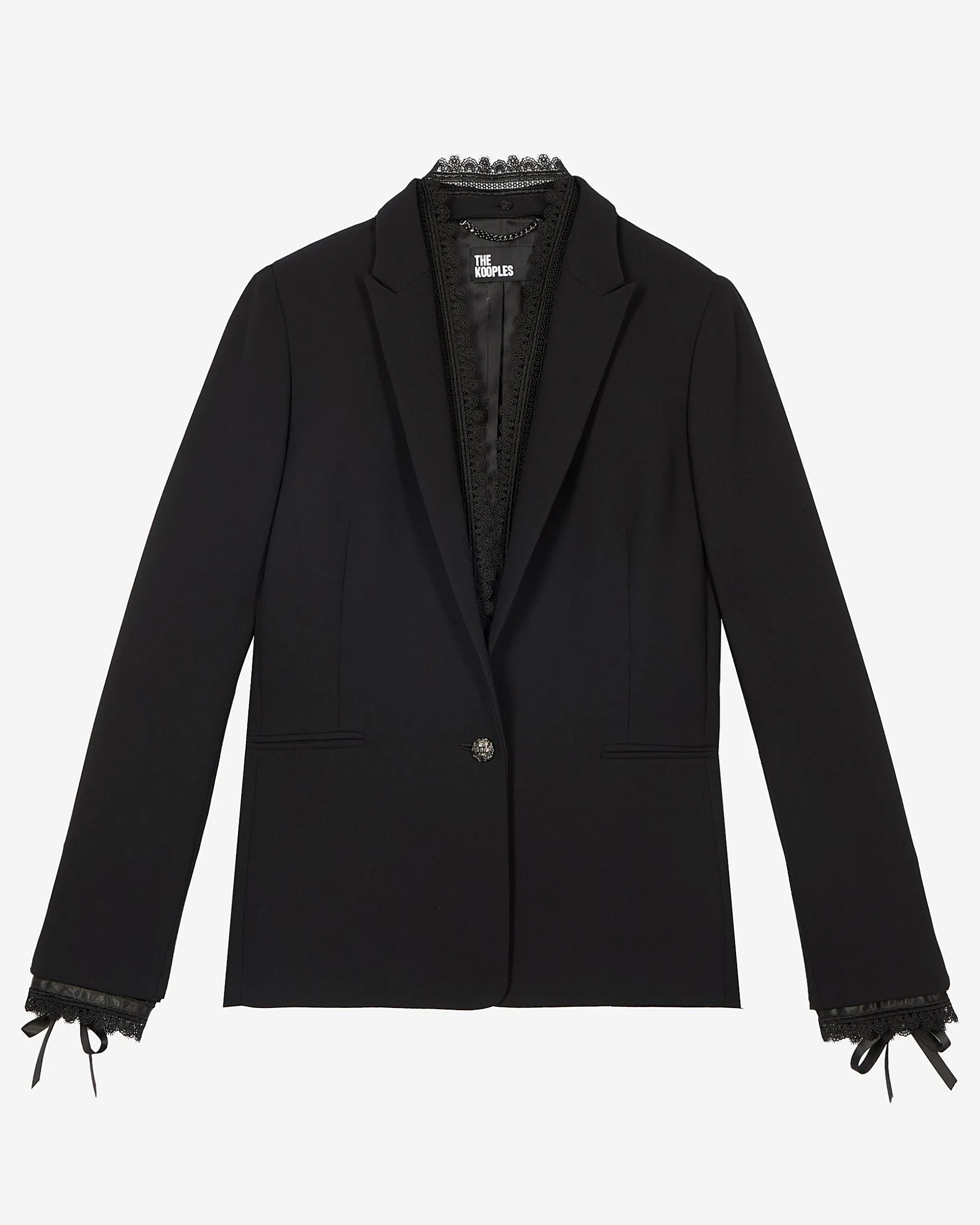 Veste tailleur avec bande dentelle noire