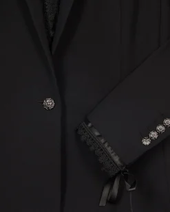 Veste tailleur avec bande dentelle noire