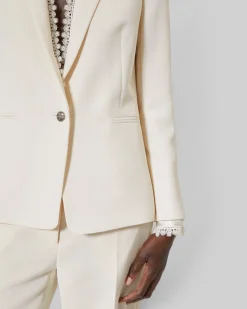 Veste tailleur avec bande dentelle écrue