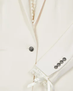 Veste tailleur avec bande dentelle écrue