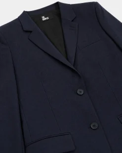 Veste tailleur en laine coupe cintrée bleu marine