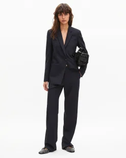 Veste tailleur en laine mélangée marine