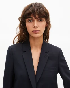 Veste tailleur en laine mélangée marine