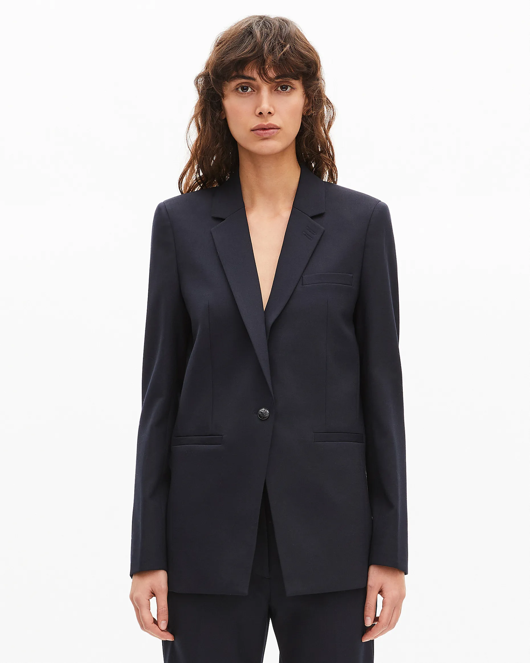 Veste tailleur en laine mélangée marine