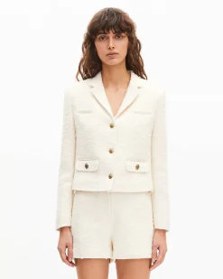 Veste tailleur en tweed écrue